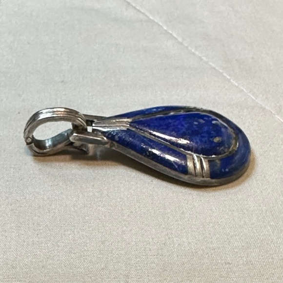 950 Mexican Sterling Silver. Lapis lazuli pendant enhancer bail. Genuine stone. - Picture 4 of 15